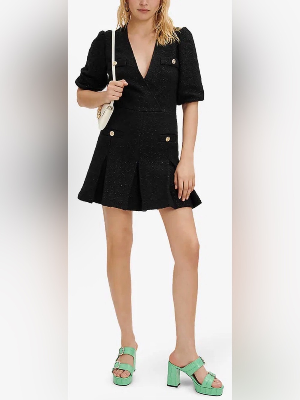 Maje Riolette Wrap-Front Tweed Mini Dress size EU 34/ US 2 XS NWT